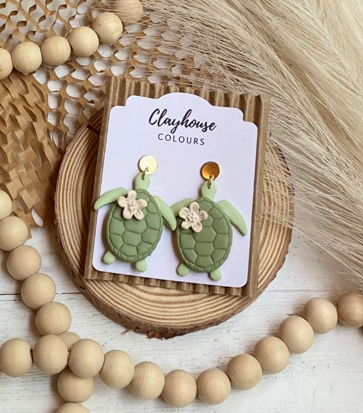 Beach Clay Turtle Earrings