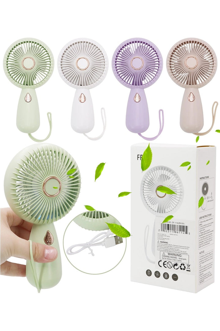 Retro Matte Pastel Electric Fan With Wrist Strap
