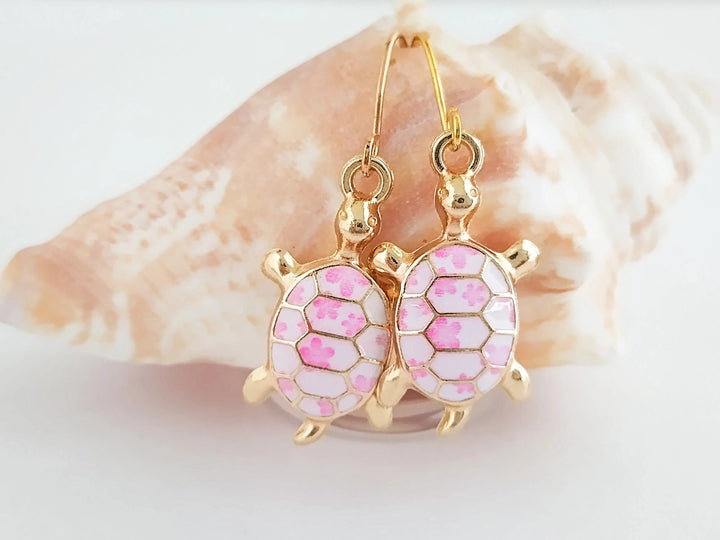 Gold Turtle Dangle Earrings