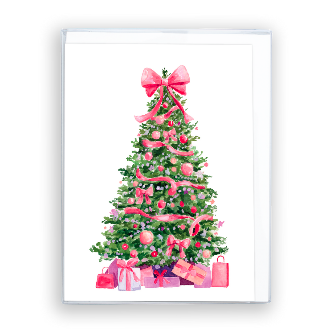 Pink Christmas Tree Boxed Cards