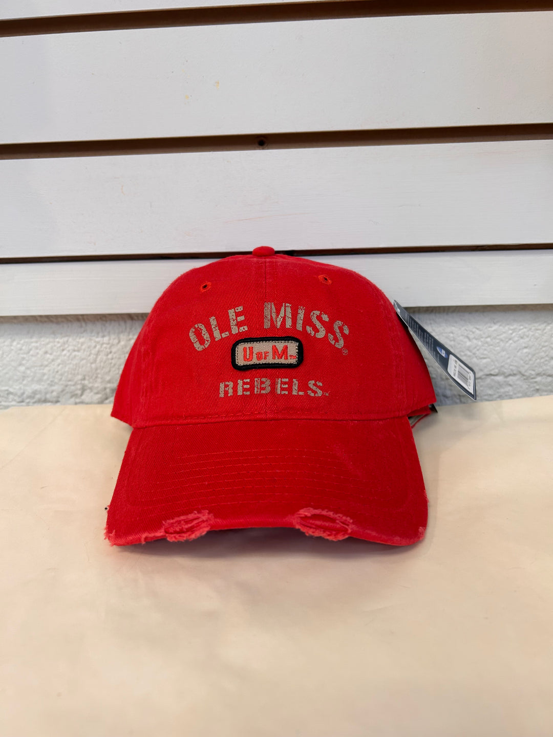 Ole Miss Rebels Red Distressed Ball Cap