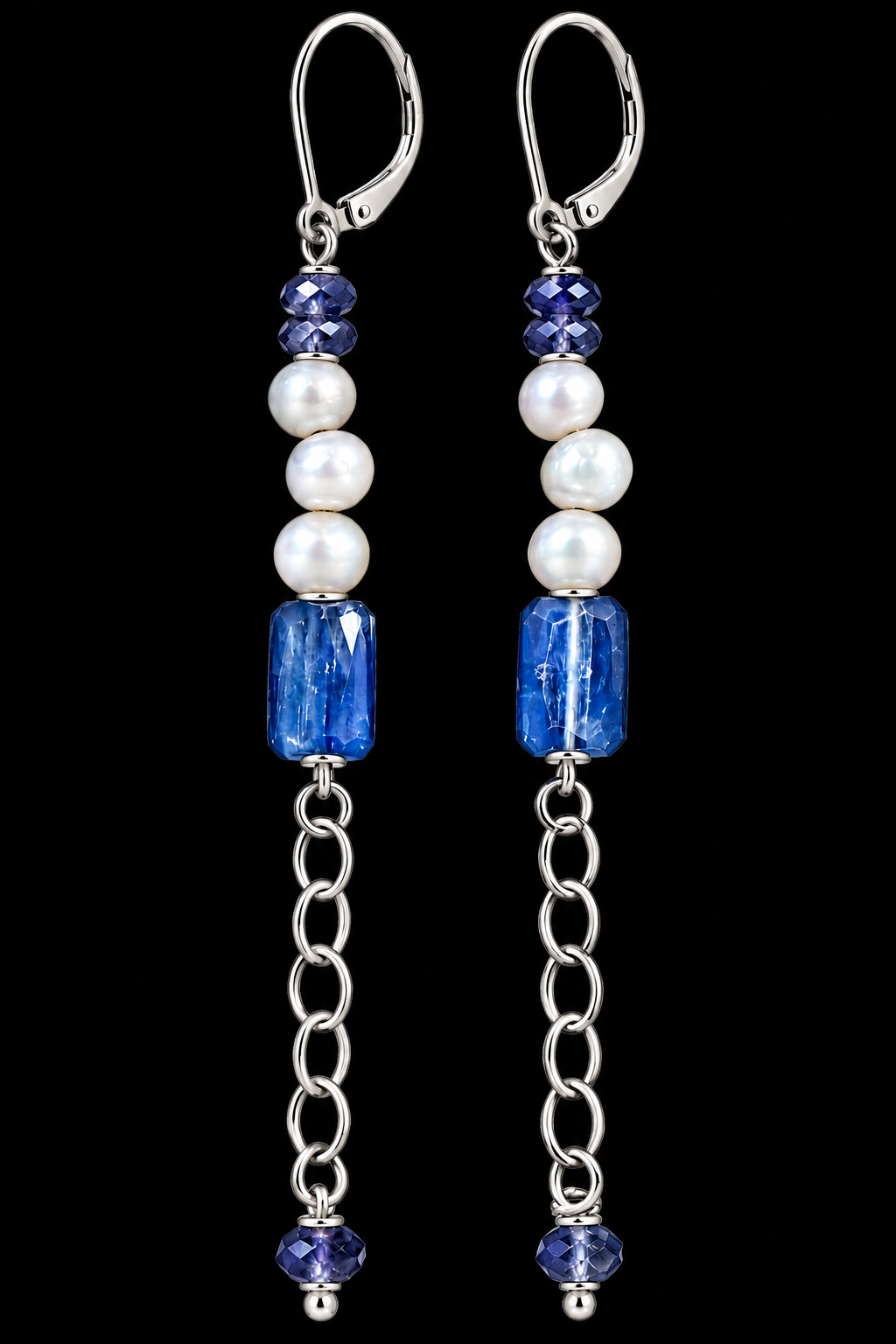 Sapphire w/Fresh Water Pearls Earrings