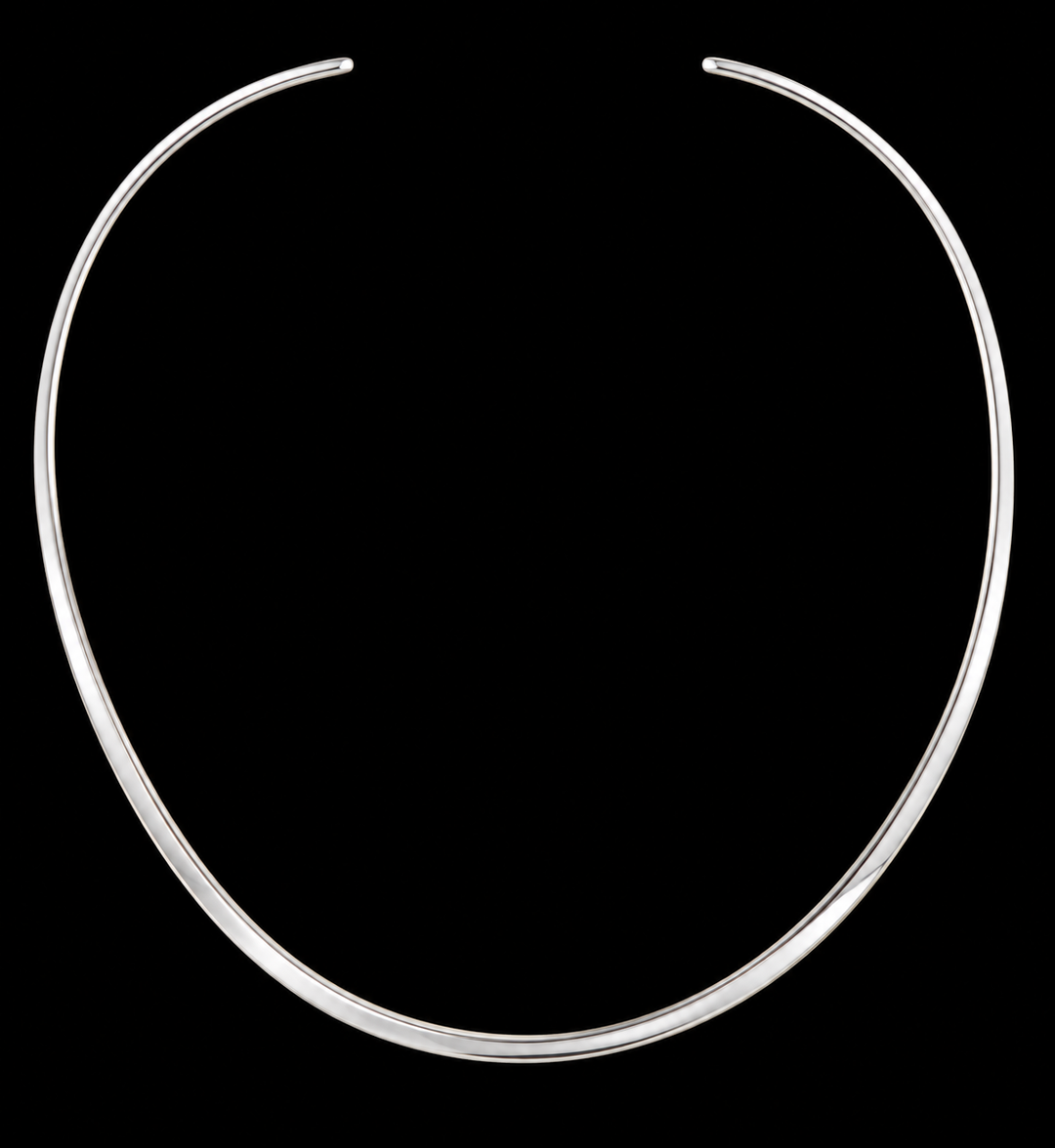 Sterling Silver Oval Choker Flat