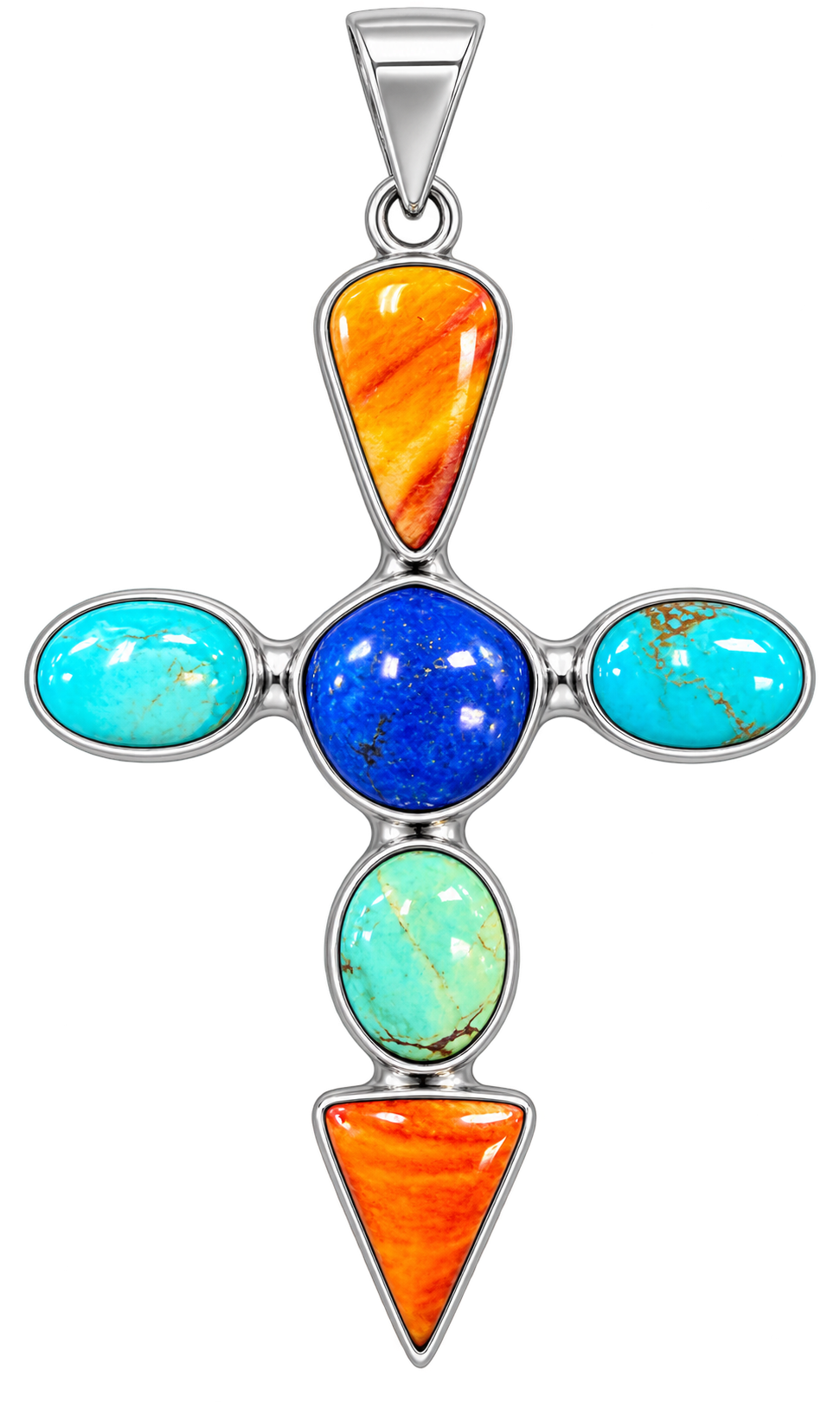 Sterling Silver Multi Stone Cross
