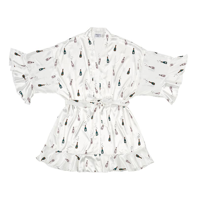 Ruffled Satin Robe