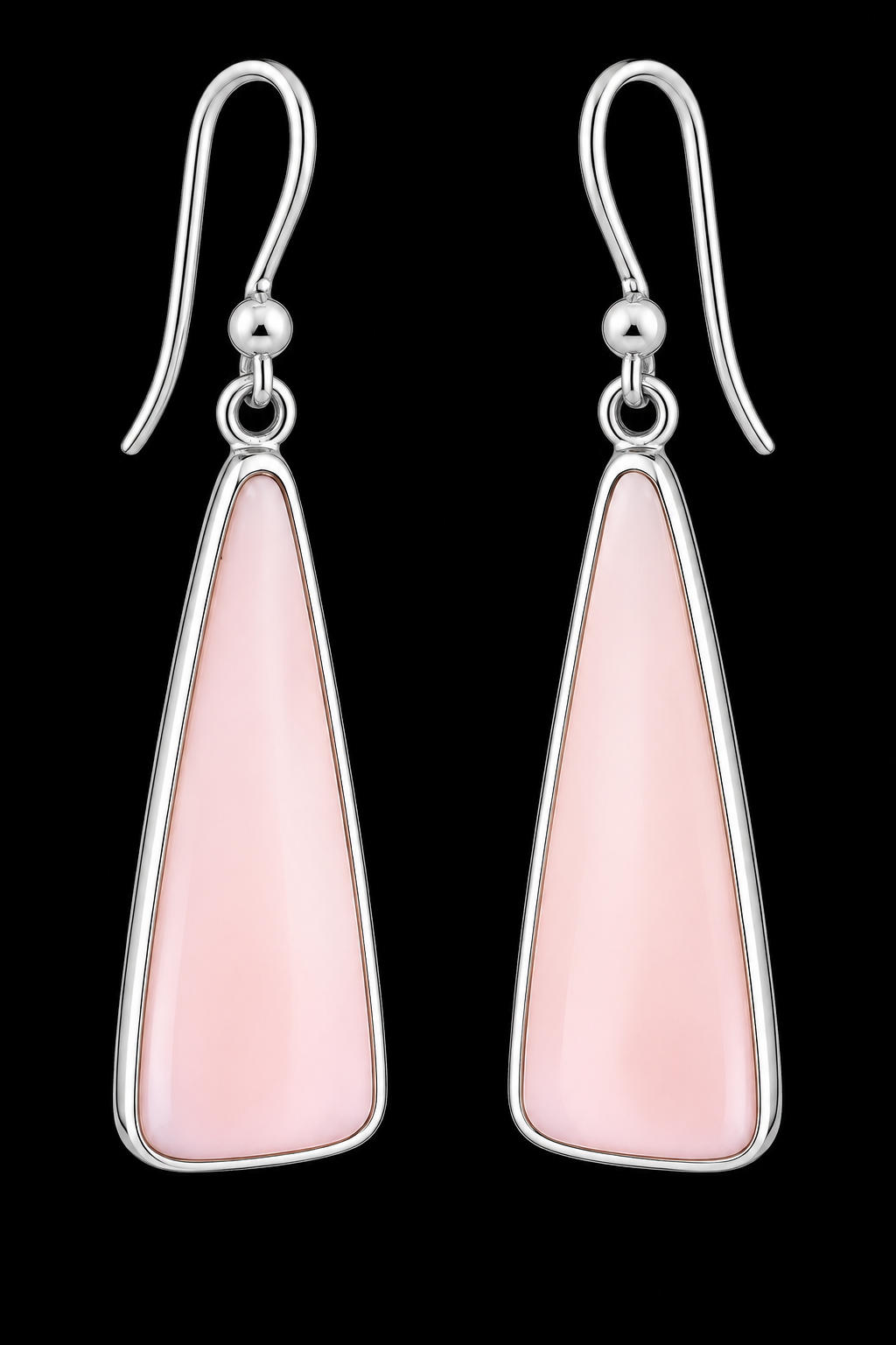 Sterling Silver Pink Triangle Earrings
