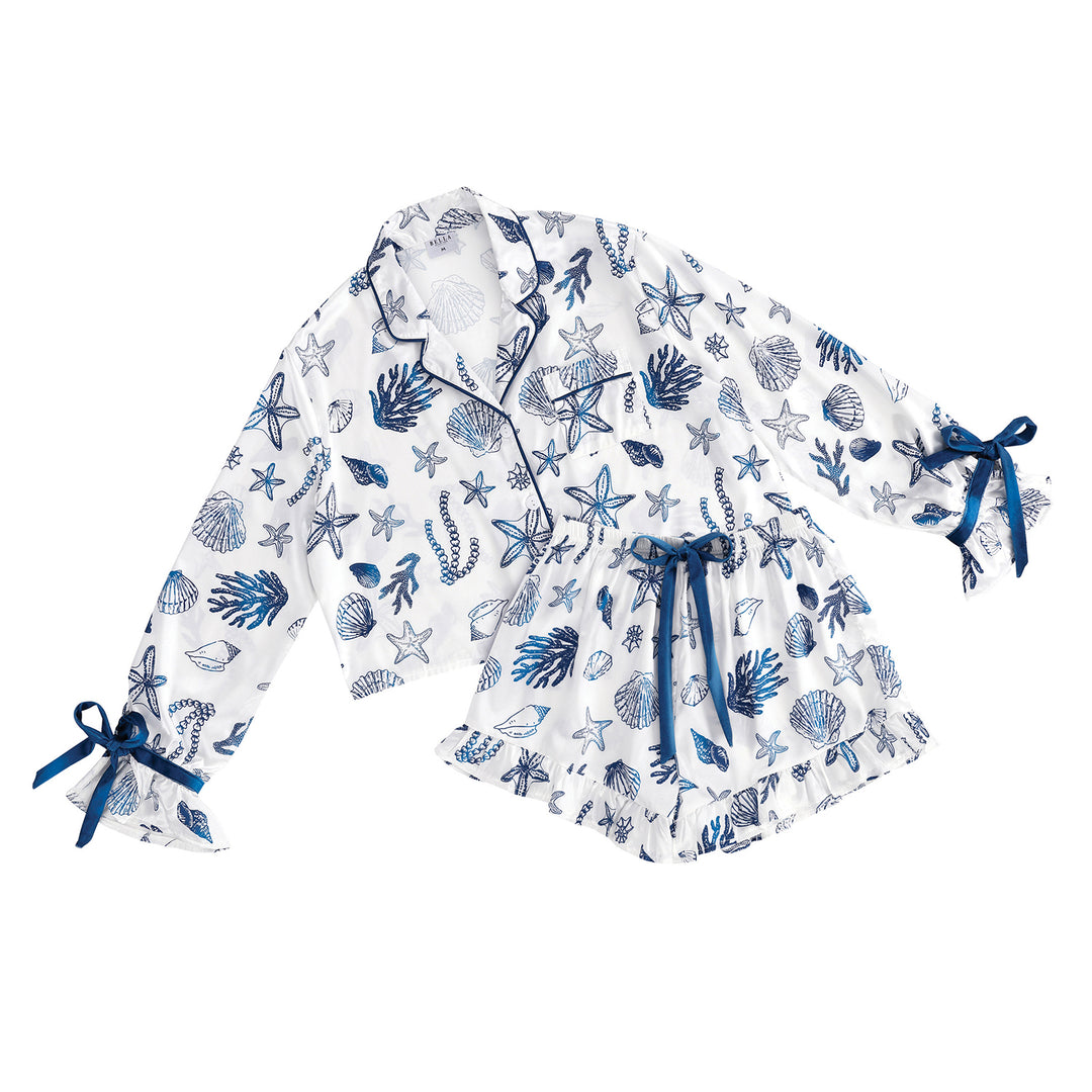 Coastal Shells Satin &amp;amp; Velvet Bow 2-PC Sleep Set