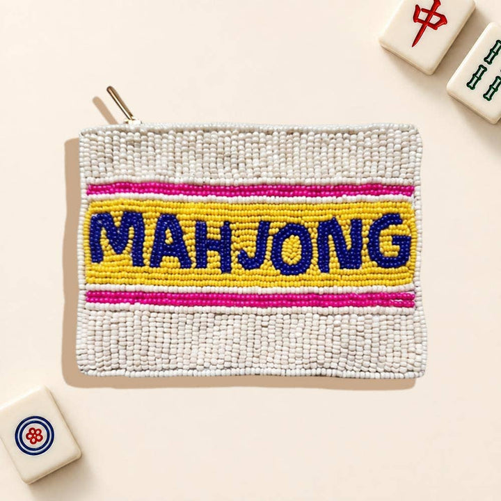 MAHJONG Message Seed Beaded Mini Pouch Bag