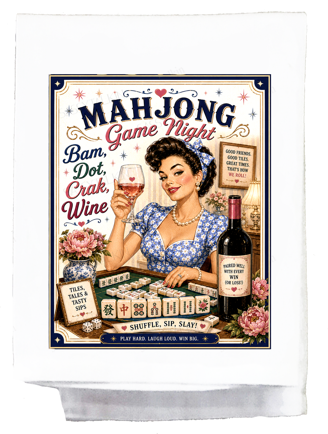 Sassy Girl, Mahjong Game Night... Decorative Dish Towel