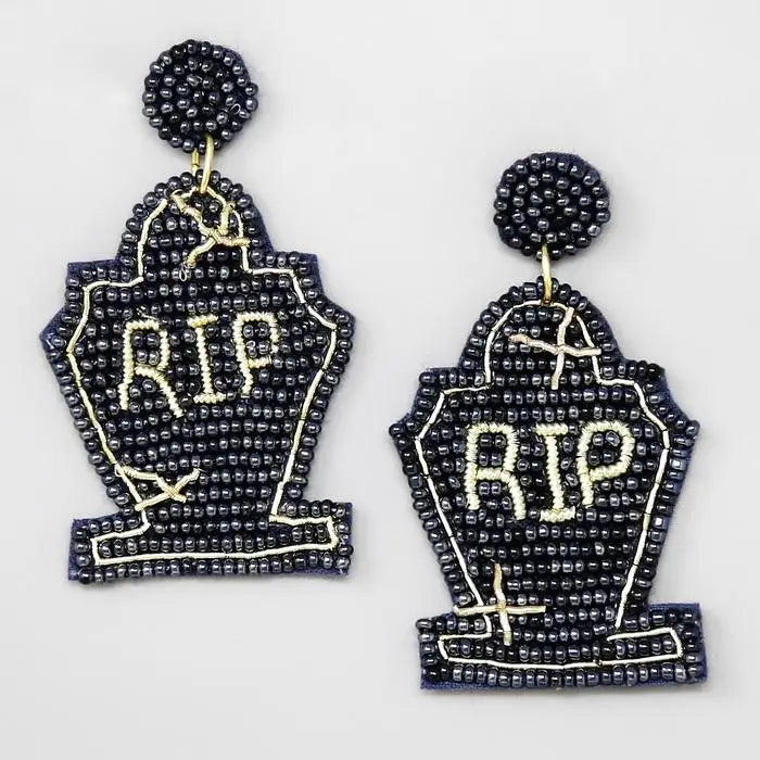 R.I.P. Tombstone Beaded Earrings