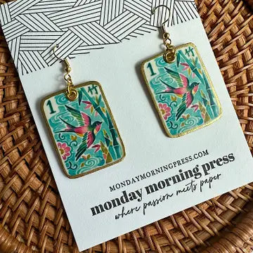 Mahjong Inspired Earrings- Birds