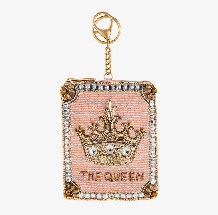 Crowned Jewel Pink Beaded with Gold Crown Coin Purse