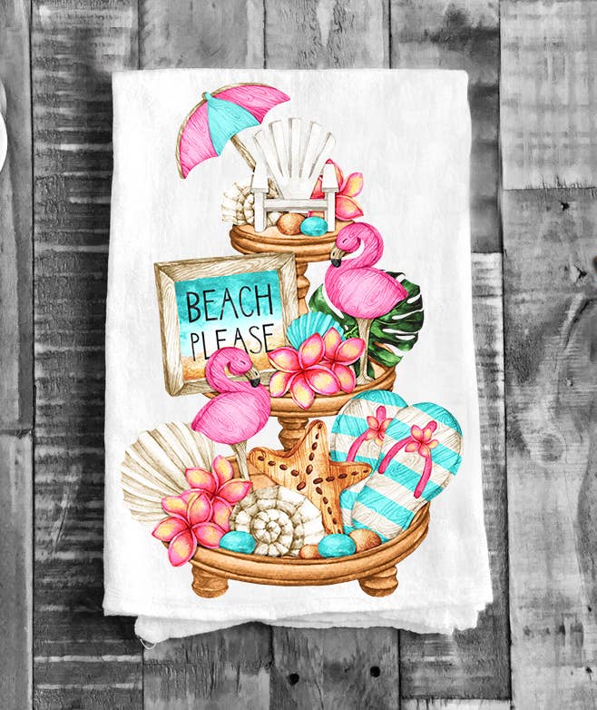 Beach Please 3 Tier Tray Kitchen Cotton Tea Towels