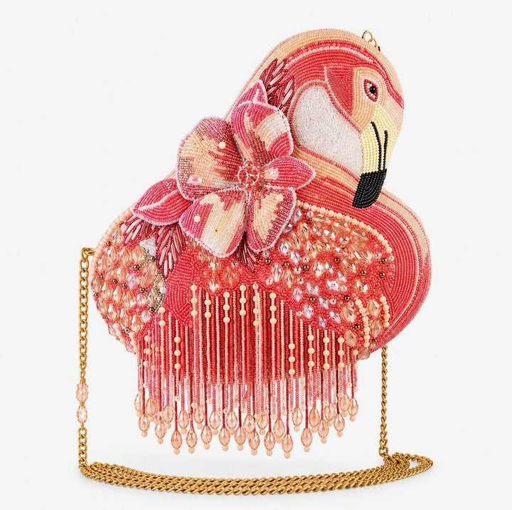 Pink Flamingo Beaded Crossbody