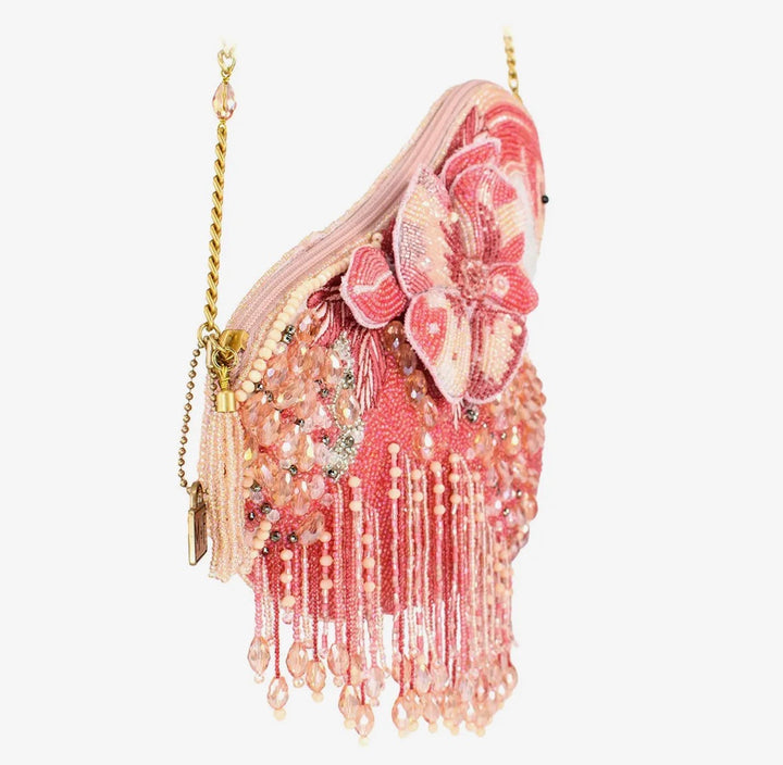 Pink Flamingo Beaded Crossbody