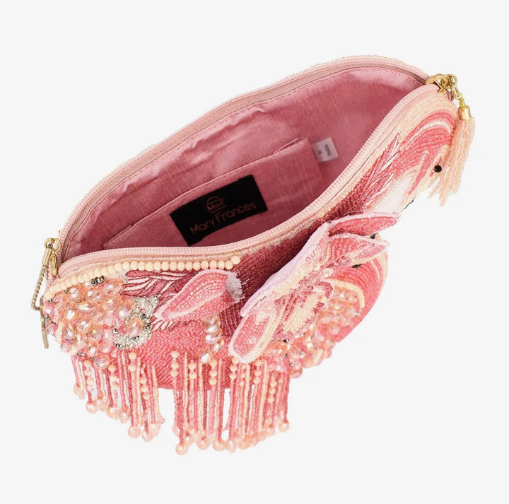 Pink Flamingo Beaded Crossbody
