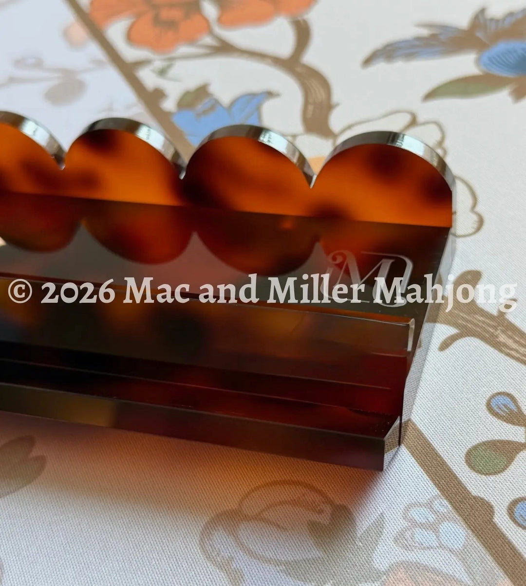 Ember Tortoise Scalloped Mahjong Racks + Velvet Rack Bag