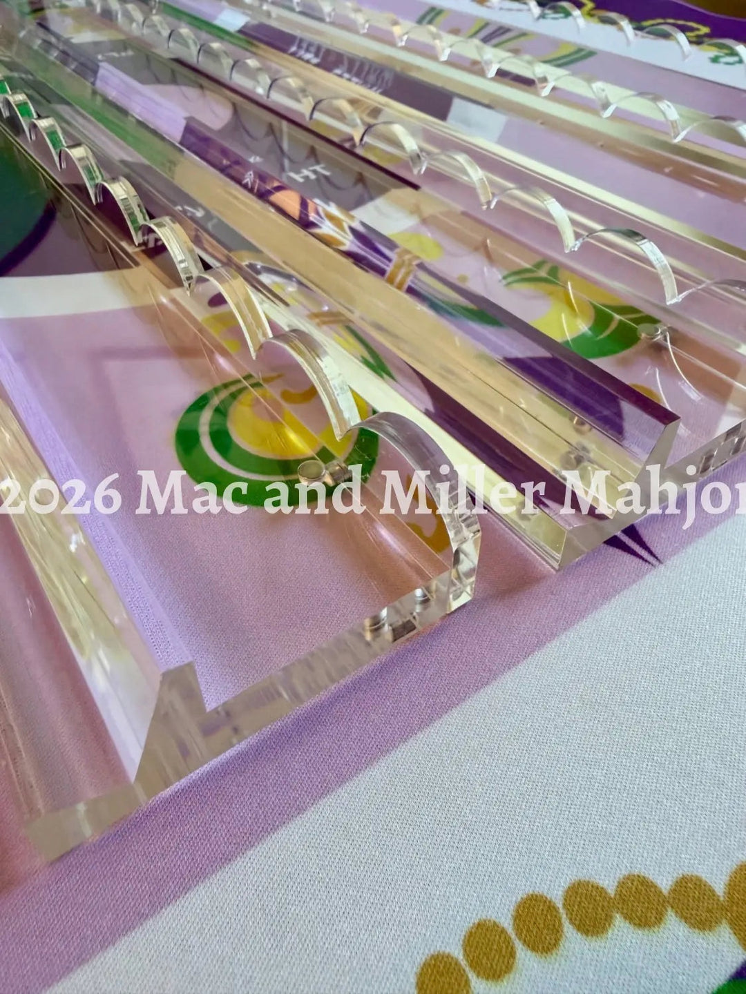 Crystal Clear Scalloped Mahjong Racks + Velvet Rack Bag