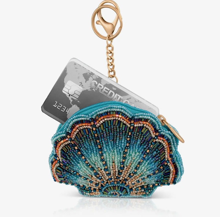 Blue Cove Sea Shell Beaded Coin Purse