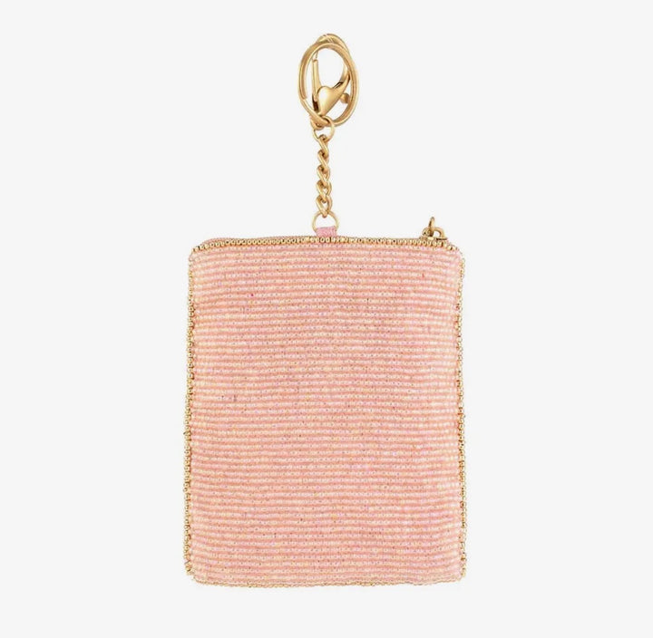 Crowned Jewel Pink Beaded with Gold Crown Coin Purse