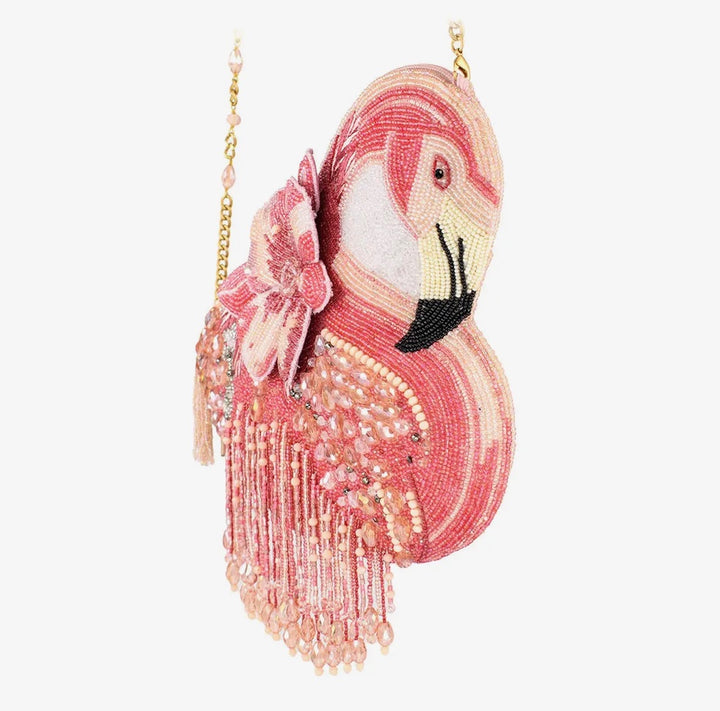 Pink Flamingo Beaded Crossbody