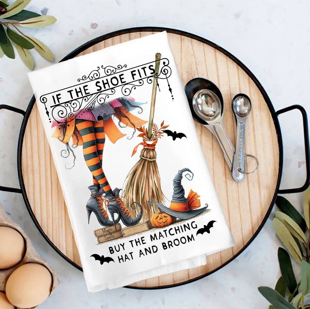 Halloween Witch If the Shoe Fits Tea Towel