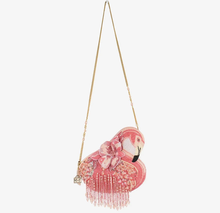 Pink Flamingo Beaded Crossbody