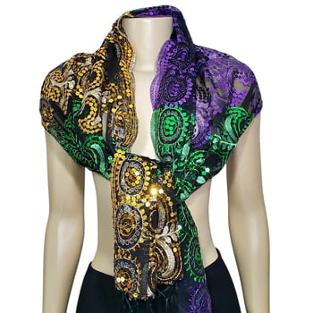 Mardi Gras Sequin Scarf / Table Runner, Purple, Green, Gold