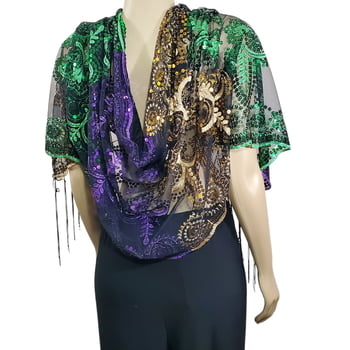 Mardi Gras Sequin Scarf / Table Runner, Purple, Green, Gold