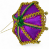 Purple Umbrella Ornament, 4 Inch, Purple and Gold