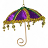 Purple Umbrella Ornament, 4 Inch, Purple and Gold