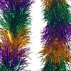 Mardi Gras Tinsel Garland, Purple, Green, and Gold, 9 ft