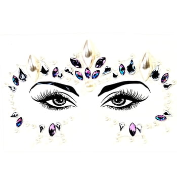 Purple Diamond Face Art, Multicolor Crystal Gem Sticker