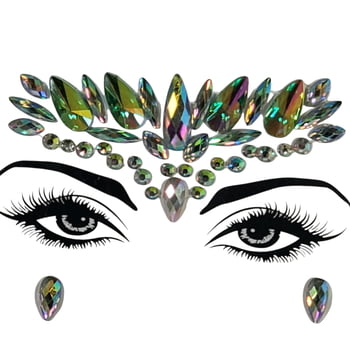 Green Diamond Face Art, Iridescent Green