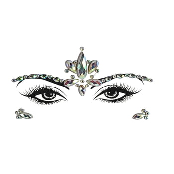 Glow in the Dark Princess Face Art, Silver Multicolor